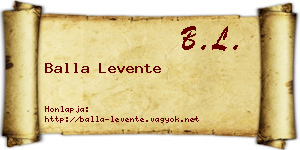 Balla Levente névjegykártya